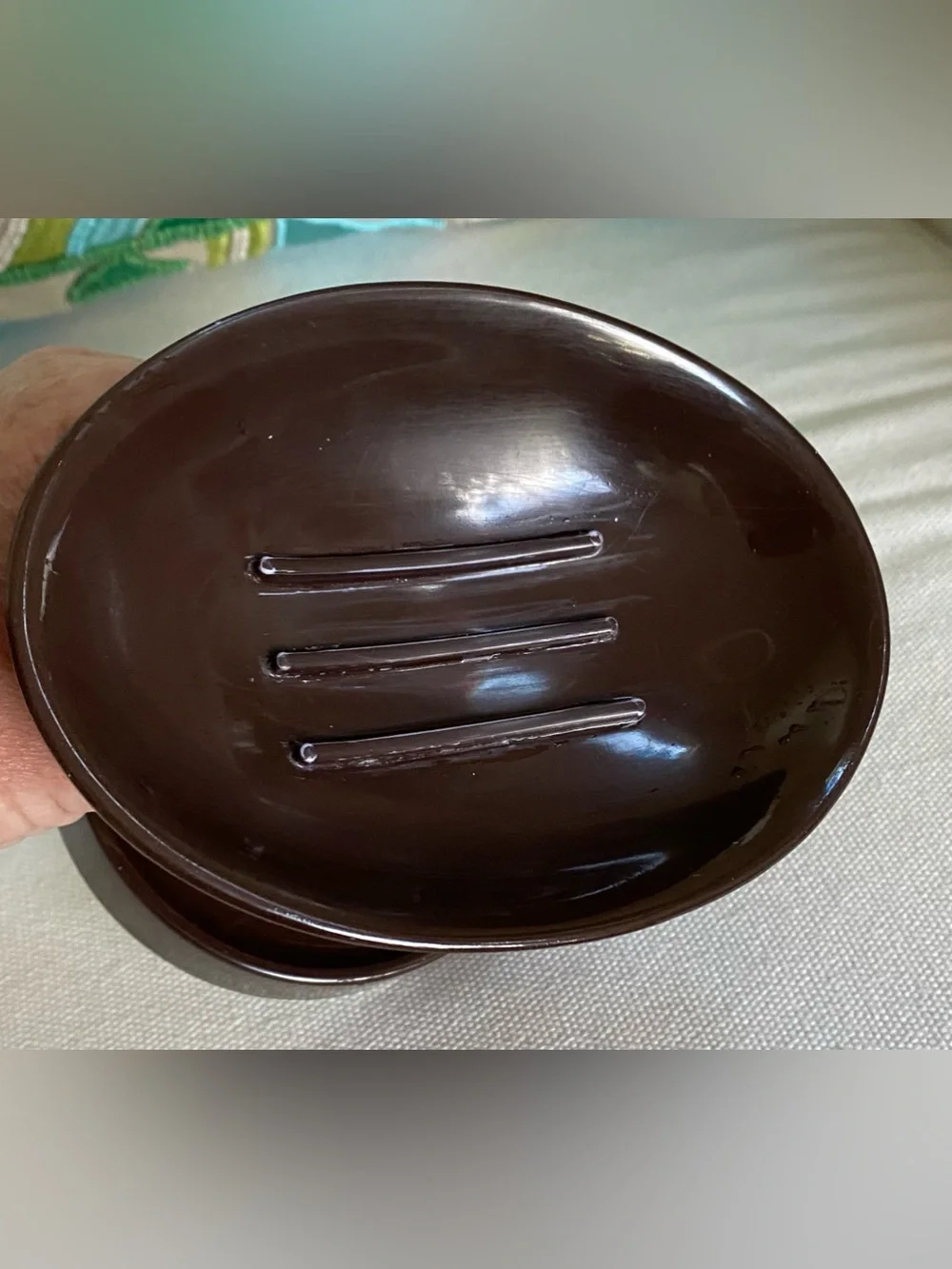 Vtg 70s Soap Dish Brown Plastic Pedestal Oval Altar Ware JI Japan